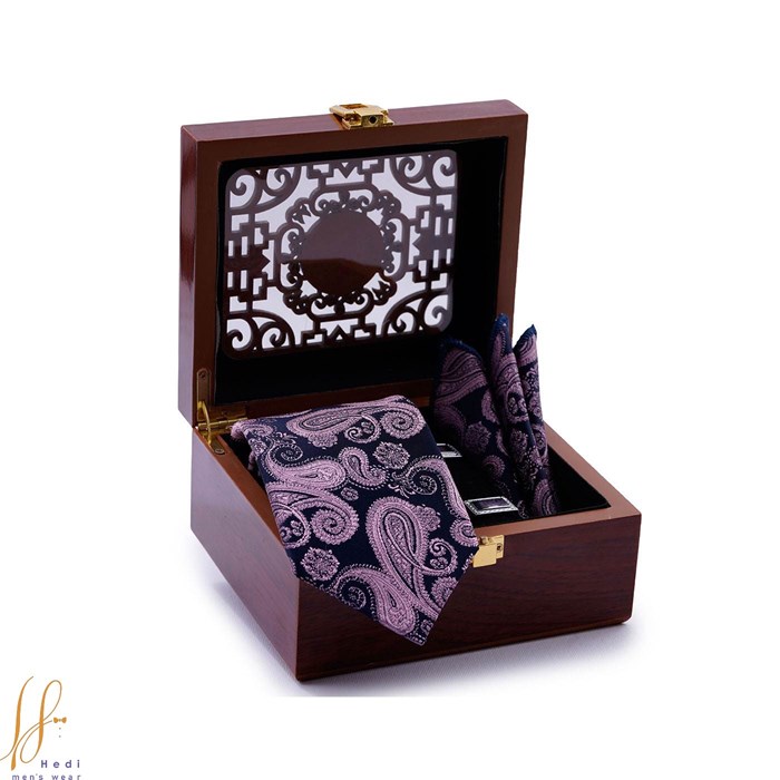 Tie and skin set of Yasi crimson jacquard design code T01-07-1220