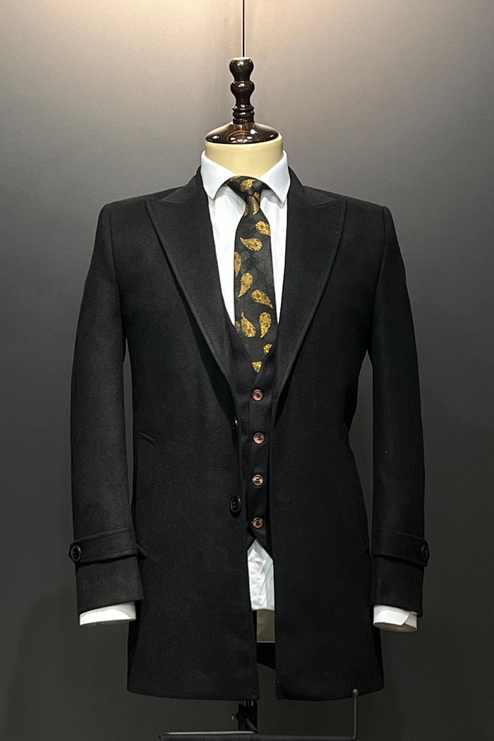 پالتو کشمیر مردانه دو دکمه ساده Men's cashmere coat with two simple buttons