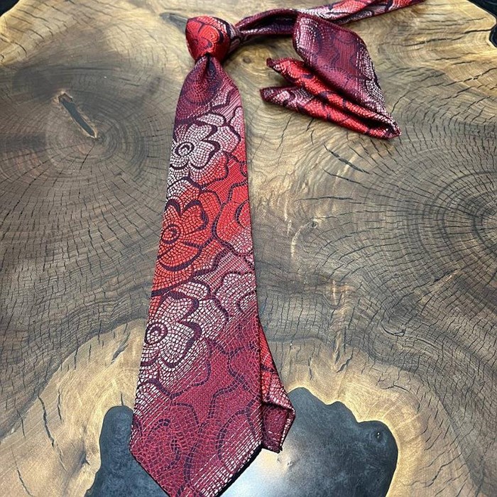 ست کراوات و پوشت قرمز کد 10268 Red jacket and tie set code 10268