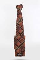 Large checkered men's tie and leather set, code T01-07-3128