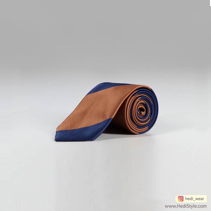 کراوات راه راه درشت سرمه ای قهوه ای کد T01-07-181231 Large crimson brown striped tie code T01-07-181231