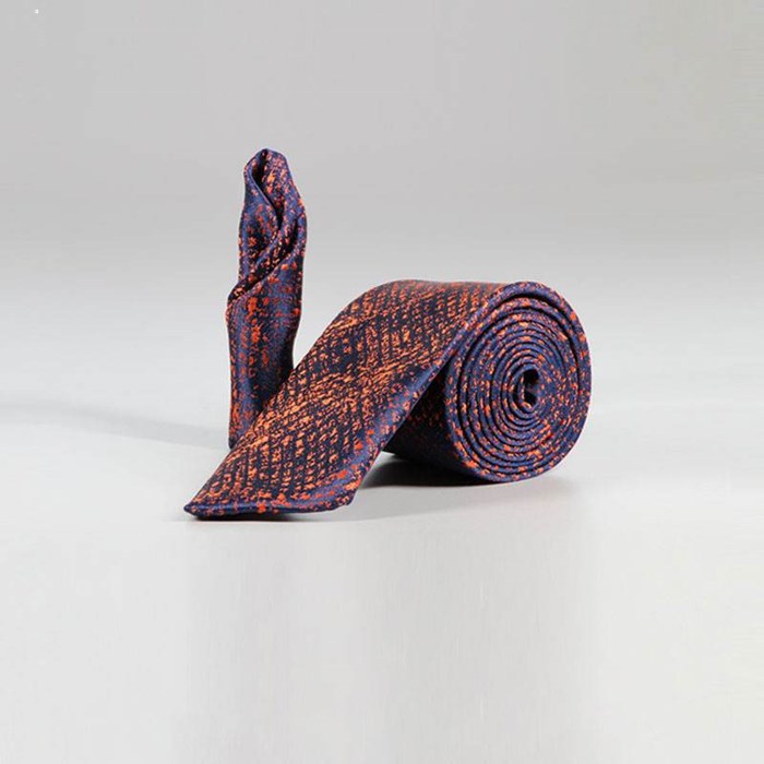 ست کراوات و پوشت طرح دار سرمه ای کد T01-07-1204 Set with tie and leather pattern in navy blue, code T01-07-1204