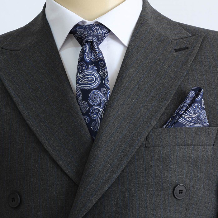 Tie and leather set of classic navy blue jade design code T01-07-1208A