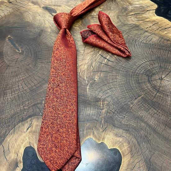 ست کراوات و پوشت  نارنجی کد 10266