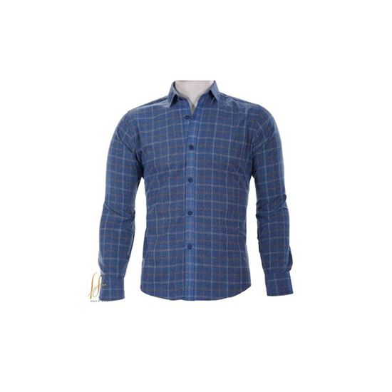 پیراهن مردانه چهارخانه سرمه ای قهوه ای