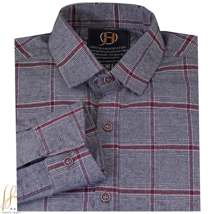 Men's shirt with a crimson gray checkered