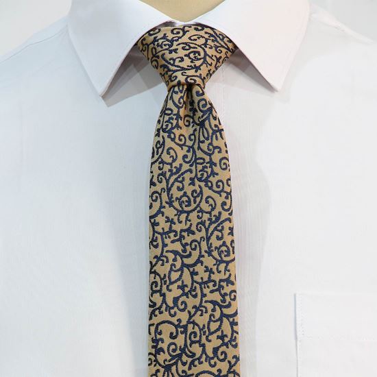 ست کراوات و پوشت طرح گل طلایی مشکی کد T01-07-4601