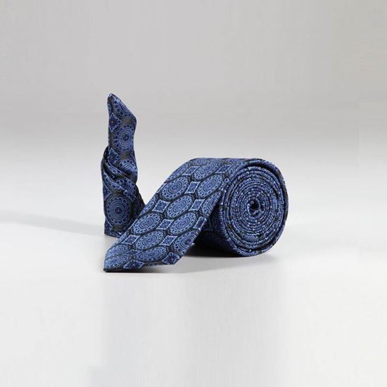 ست کراوات و پوشت طرح دار مشکی سرمه ای کد T01-07-0112