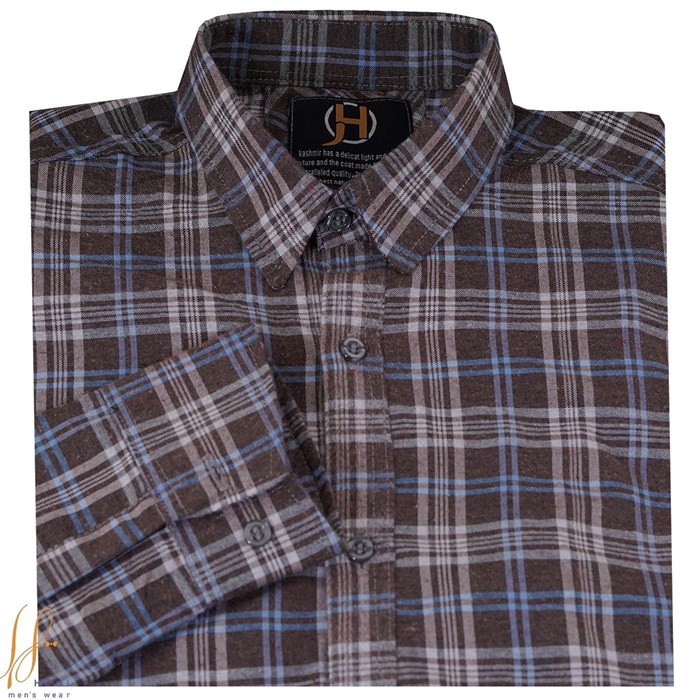 Blue-brown plaid men's shirt