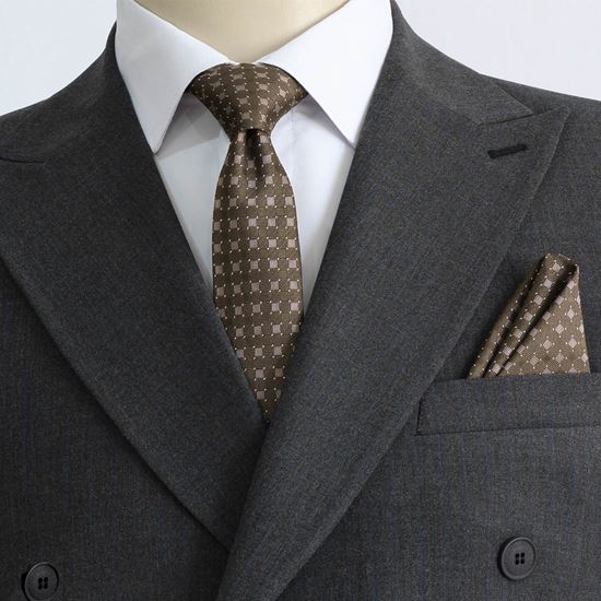 ست کراوات وپوشت طرح Macclesfield قهوه ای نسکافه ای کد T01-07-3137