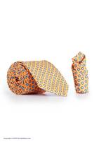 Tie and leather set with yellow-blue dotted design code T01-07-2608