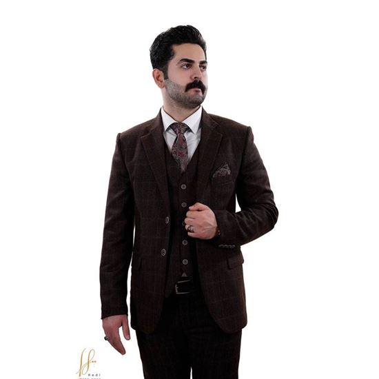 کت و شلوار پشم انگلیسی مدل چهار خانه درشت
