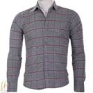 Men's shirt with a crimson gray checkered