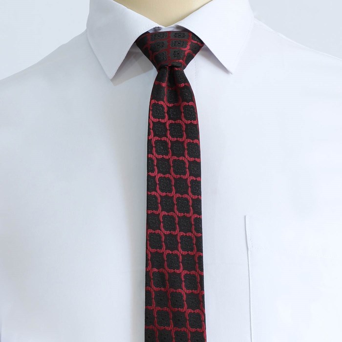 Tie set and leather Macclesfield design black crimson code T01-07-0130A