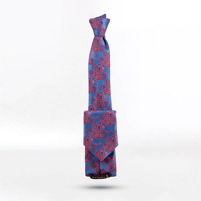 Mens blue tie and leather set red code T01-07-0829