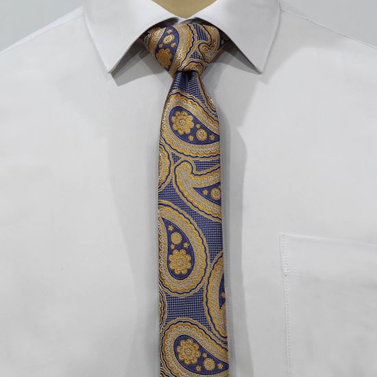 ست کراوات و پوشت طرح بته جقه  آبی  زرد کد T01-07-0826