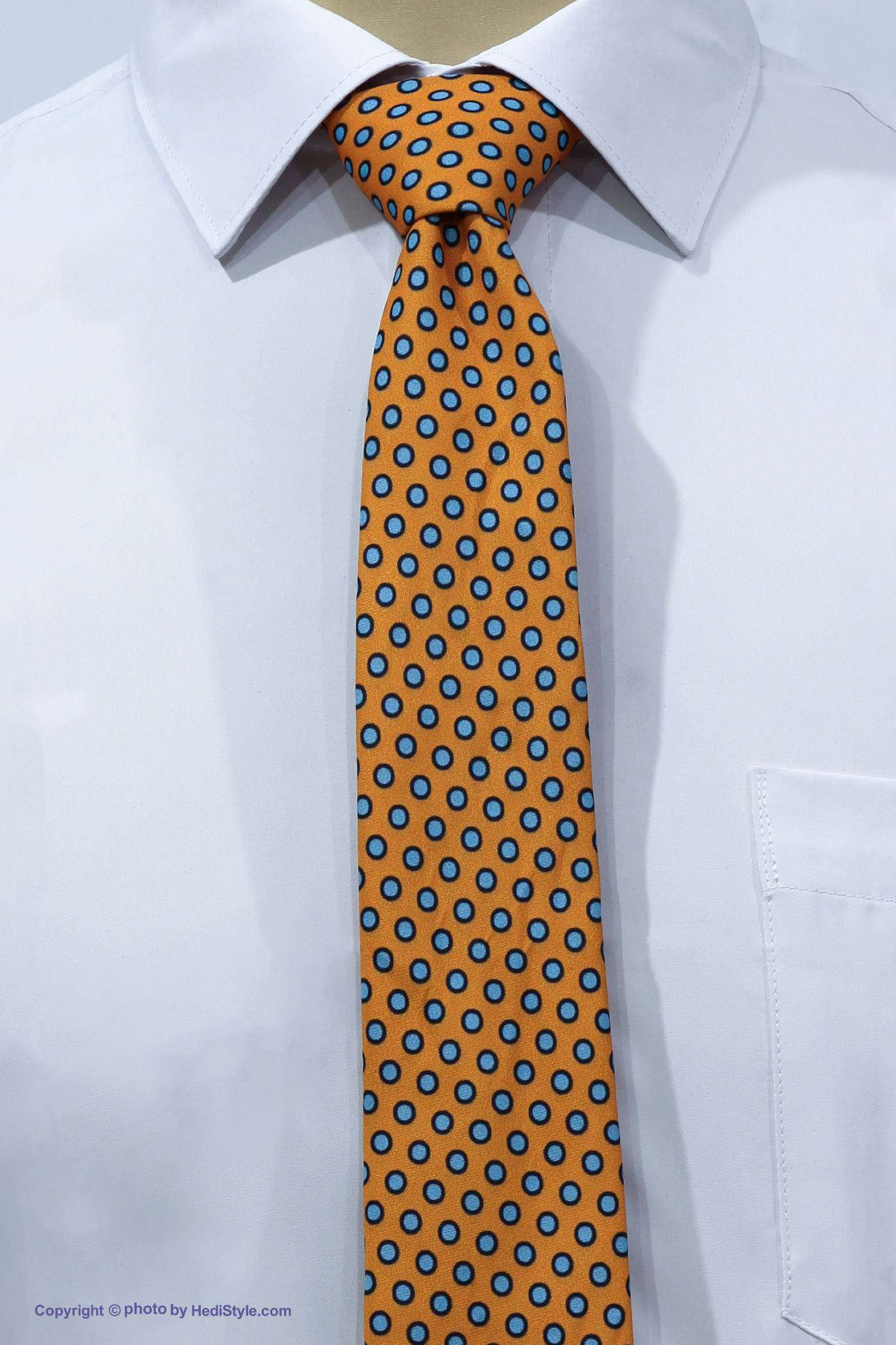 Tie and leather set with yellow-blue dotted design code T01-07-2608