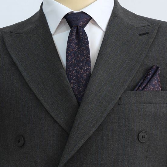 ست کراوات و پوشت طرح گل  سرمه ای قهوه ای کد T01-07-91231