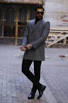 Men's cashmere coat six buttons English model