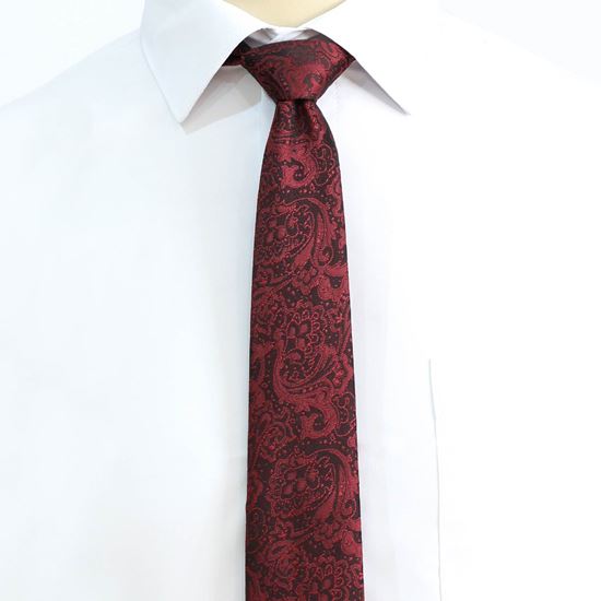 ست کراوات و پوشت طرح دار مشکی زرشکی کد T01-07-0130