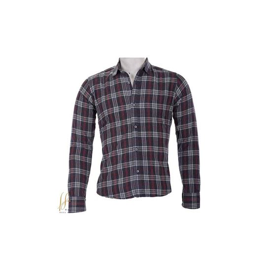 پیراهن مردانه چهارخانه ذغالی قرمز