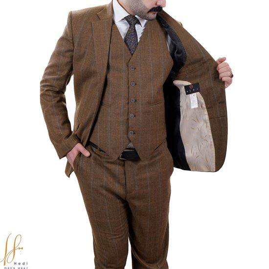 کت و شلوار پشم انگلیسی مدل چهار خانه درشت