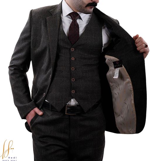 کت و شلوار پشم انگلیسی مدل چهار خانه درشت
