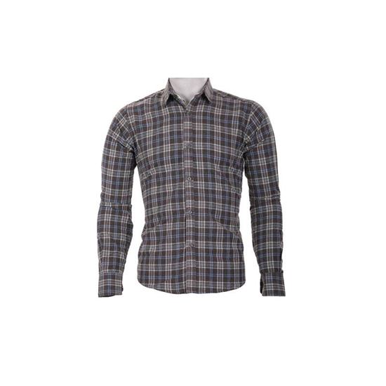 پیراهن مردانه چهارخانه قهوه ای آبی