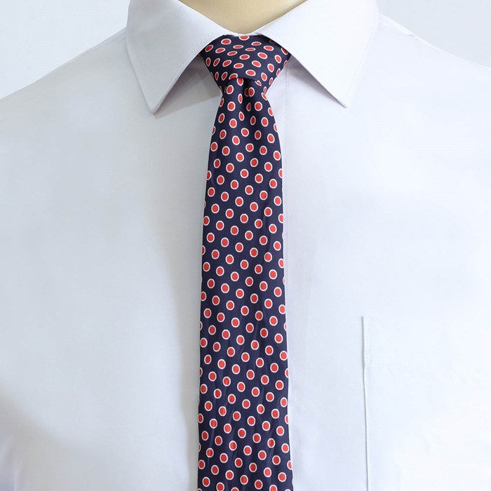 ست کراوات و پوشت طرح خالخالی سرمه ای قرمز کد T01-07-1229 Tie and leather set of reddish-brown dotted design code T01-07-1229