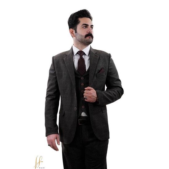 کت و شلوار پشم انگلیسی مدل چهار خانه درشت