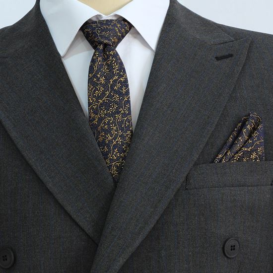 ست کراوات و پوشت طرح گل مشکی طلایی کد T01-07-0146