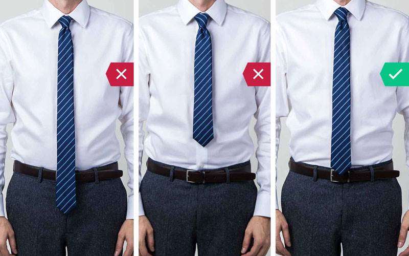 خودداری کردن از بستن کراوات خیلی کوتاه و یا خیلی بلند